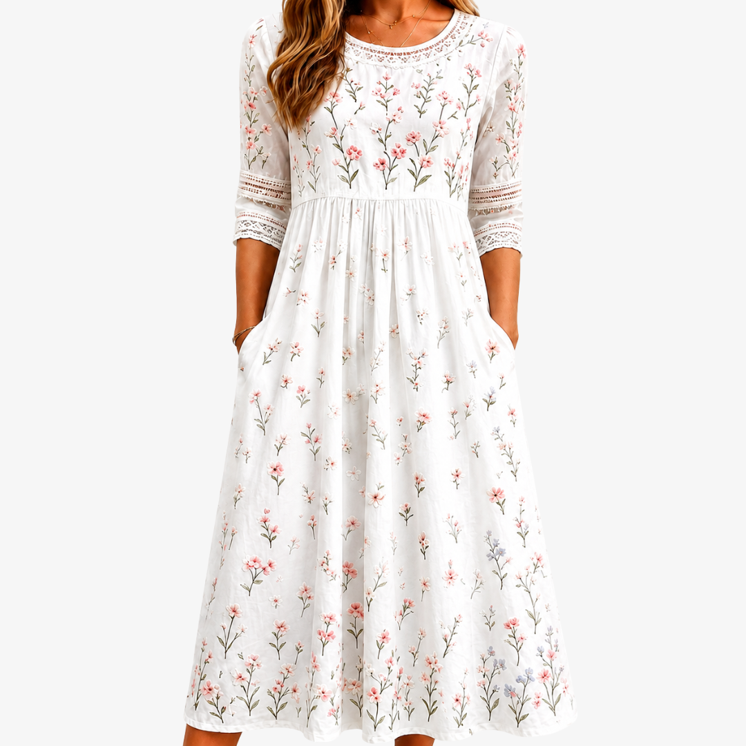 Whispering Wildflower Pocket Midi Dress