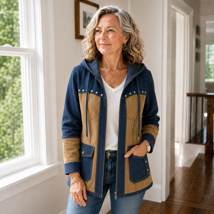 Chic Stylish All-cotton Patchwork Hooded Jacket
