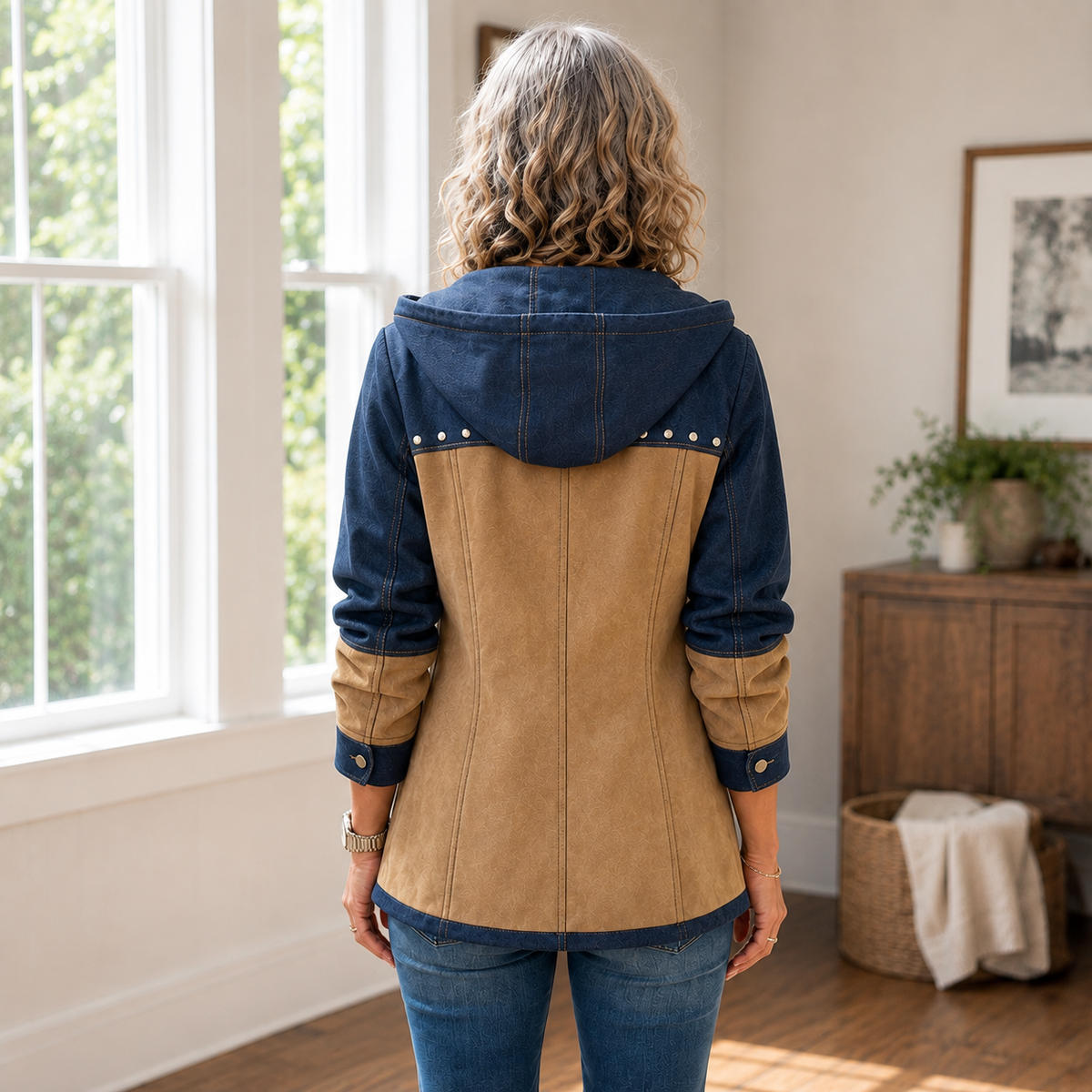 Chic Stylish All-cotton Patchwork Hooded Jacket