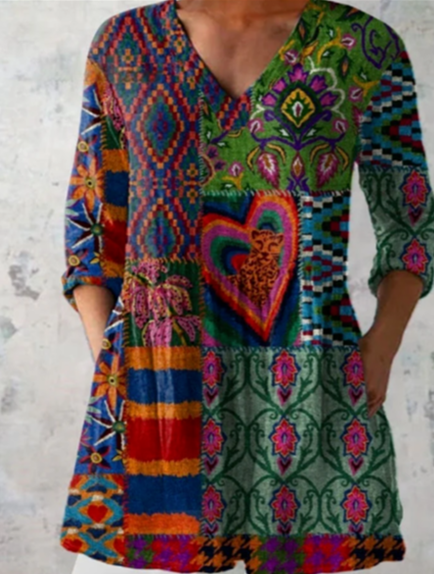 Delphine | Long Blouse with V-Neck