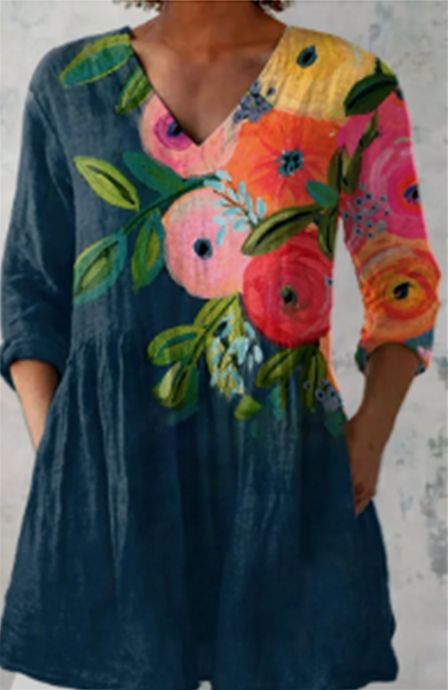Genevieve | Long Blouse with V-Neck