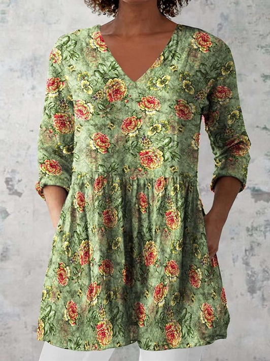 Sarah | Long Blouse with V-Neck