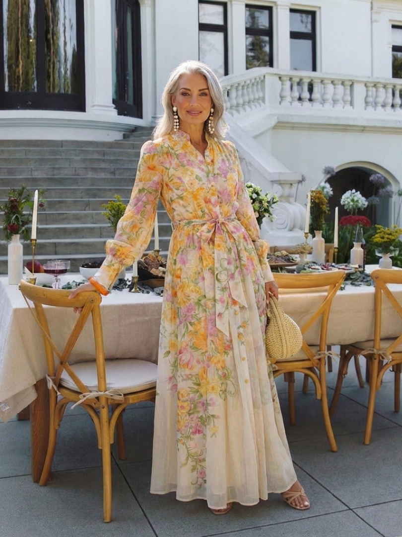 Cressida - Floral Sheer Long Sleeve Maxi Dress